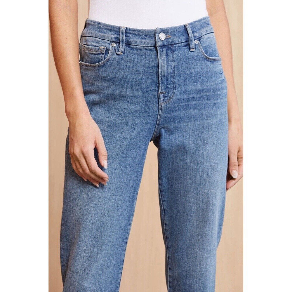 Good American GOOD LEGS STRAIGHT JEAN GSPBY941T Deco Yoke High Rise Stretch 2 26 - Picture 2 of 15